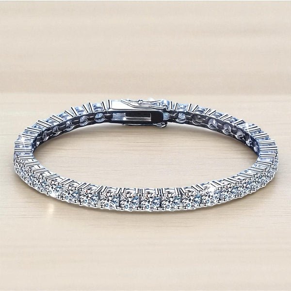 A Luxe S925 Silver Tennis Bracelet with 34 Lab-Grown Diamonds